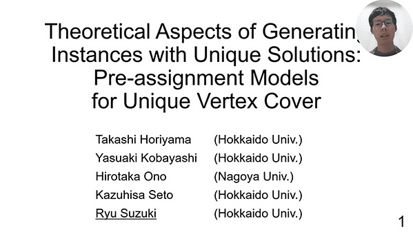 Theoretical Aspects of Generating Instances with Unique Solutions: Pre-assignment Models for Unique Vertex Cover | VIDEO