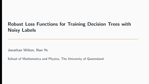 Robust Loss Functions for Training Decision Trees with Noisy Labels | VIDEO