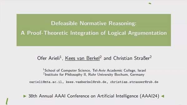 Defeasible Normative Reasoning: A Proof-Theoretic Integration of Logical Argumentation | VIDEO