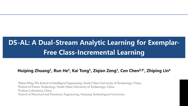 DS-AL: A Dual-Stream Analytic Learning for Exemplar-Free Class-Incremental Learning | VIDEO