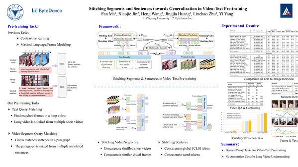 Stitching Segments and Sentences towards Generalization in Video-Text Pre-training