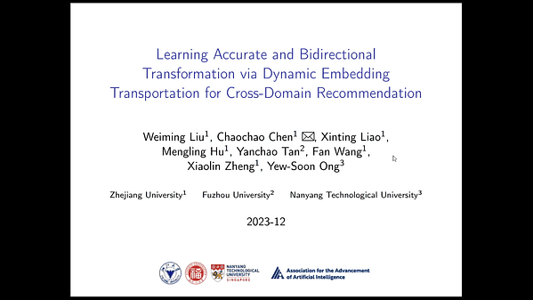 Learning Accurate and Bidirectional Transformation via Dynamic Embedding Transportation for Cross-Domain Recommendation | VIDEO