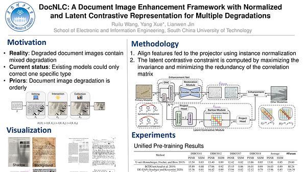 DocNLC: A Document Image Enhancement Framework with Normalized and Latent Contrastive Representation for Multiple Degradations