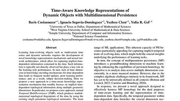 Time-Aware Knowledge Representations of Dynamic Objects with Multidimensional Persistence