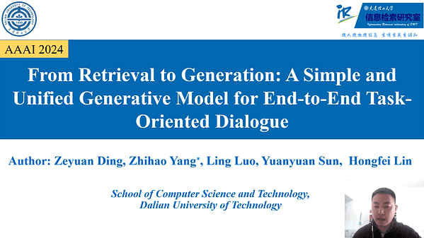 From Retrieval to Generation: A Simple and Unified Generative Model for End-to-End Task-Oriented Dialogue | VIDEO