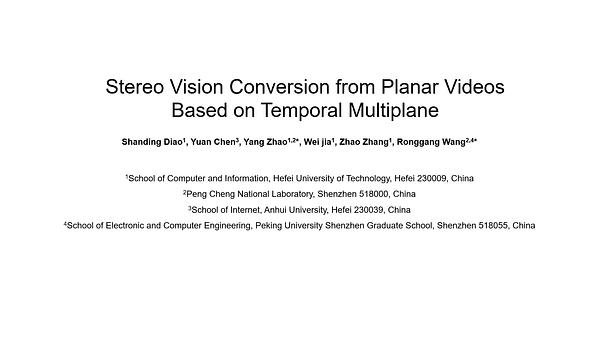 Stereo Vision Conversion from Planar Videos Based on Temporal Multiplane Images