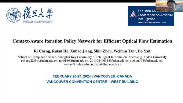 Context-Aware Iteration Policy Network for Efficient Optical Flow Estimation | VIDEO