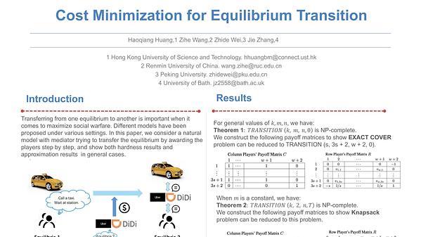 Cost Minimization for Equilibrium Transition