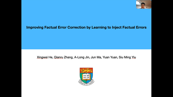 Improving Factual Error Correction by Learning to Inject Factual Errors | VIDEO