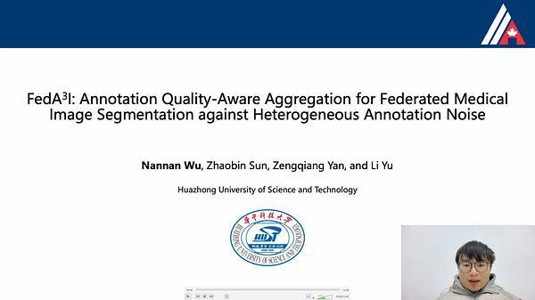 FedA3I: Annotation Quality-Aware Aggregation for Federated Medical Image Segmentation against Heterogeneous Annotation Noise | VIDEO