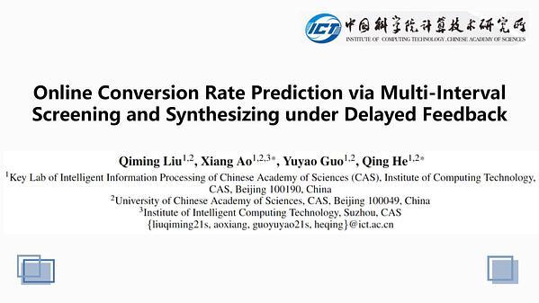 Online Conversion Rate Prediction via Multi-Interval Screening and Synthesizing under Delayed Feedback