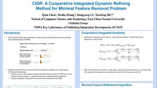 CIDR: A Cooperative Integrated Dynamic Refining Method for Minimal Feature Removal Problem