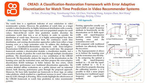 CREAD: A Classification-Restoration Framework with Error Adaptive Discretization for Watch Time Prediction in Video Recommender Systems