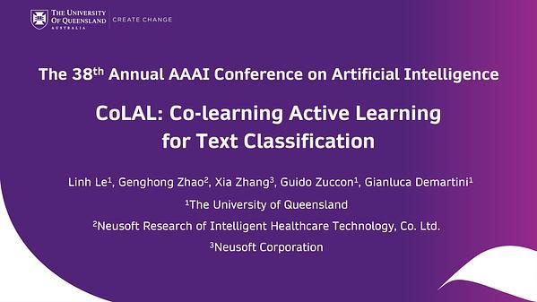 CoLAL: Co-learning Active Learning for Text Classification