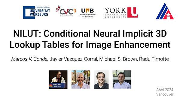 NILUT: Conditional Neural Implicit 3D Lookup Tables for Image Enhancement