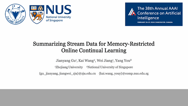 Summarizing Stream Data for Memory-Constrained Online Continual Learning | VIDEO