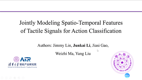 Jointly Modeling Spatio-Temporal Features of Tactile Signals for Action Classification