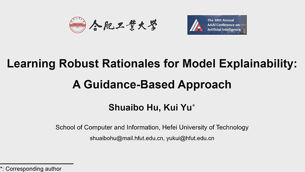 Learning Robust Rationales for Model Explainability: A Guidance-Based Approach | VIDEO