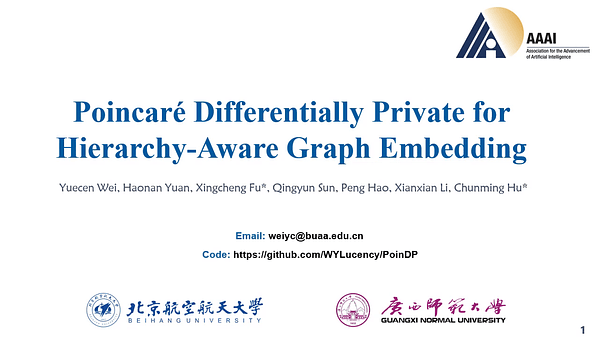 Poincaré Differential Privacy for Hierarchy-Aware Graph Embedding | VIDEO