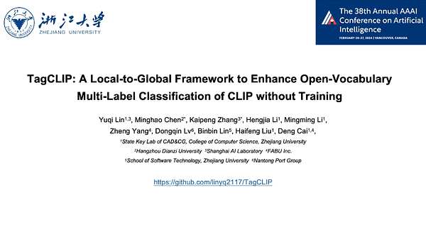 TagCLIP: A Local-to-Global Framework to Enhance Open-Vocabulary Multi-Label Classification of CLIP without Training | VIDEO