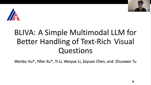 BLIVA: A Simple Multimodal LLM for Better Handling of Text-Rich Visual Questions | VIDEO