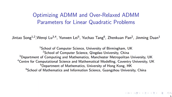 Optimizing ADMM and Over-Relaxed ADMM Parameters for Linear Quadratic Problems