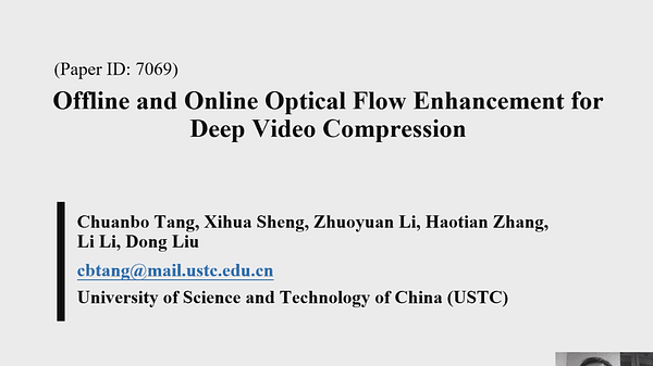 Offline and Online Optical Flow Enhancement for Deep Video Compression