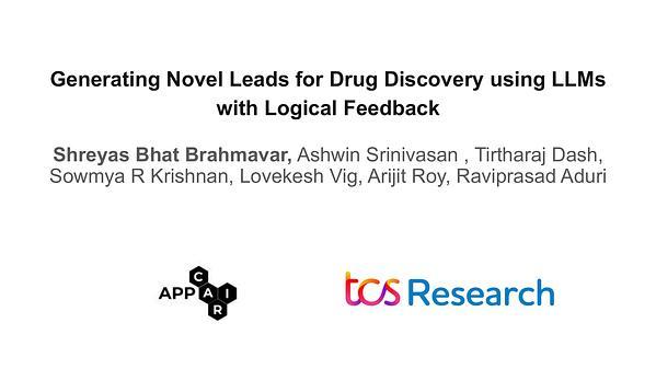 Generating Novel Leads for Drug Discovery Using LLMs with Logical Feedback