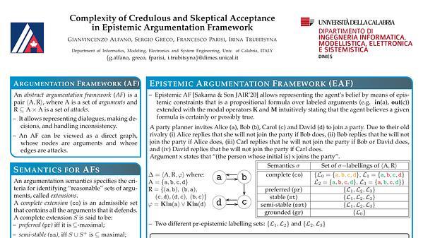 Complexity of Credulous and Skeptical Acceptance in Epistemic Argumentation Framework