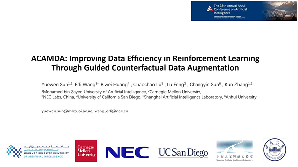 ACAMDA: Improving Data Efficiency in Reinforcement Learning through Guided Counterfactual Data Augmentation | VIDEO