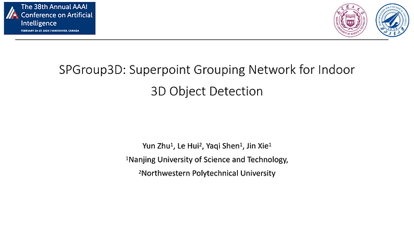 SPGroup3D: Superpoint Grouping Network for Indoor 3D Object Detection | VIDEO