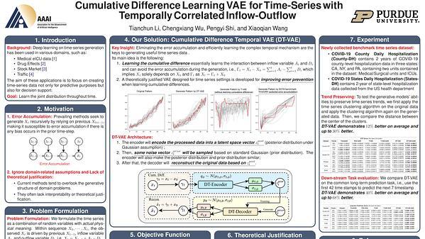 Cumulative Difference Learning VAE for Time-Series with Temporally Correlated Inflow-Outflow