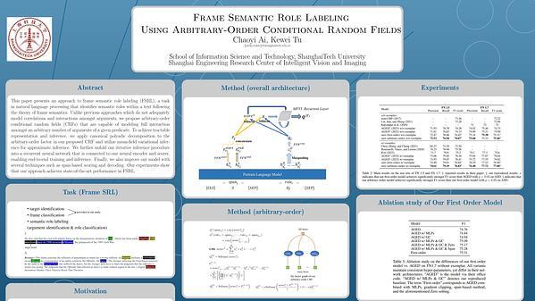 Frame Semantic Role Labeling Using Arbitrary-Order Conditional Random Fields