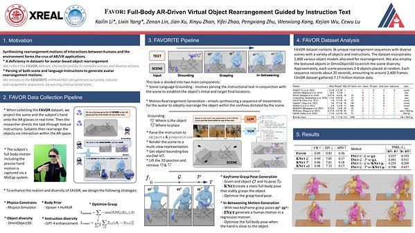 FAVOR: Full-Body AR-Driven Virtual Object Rearrangement Guided by Instruction Text