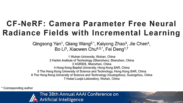 CF-NeRF: Camera Parameter Free Neural Radiance Fields with Incremental Learning | VIDEO