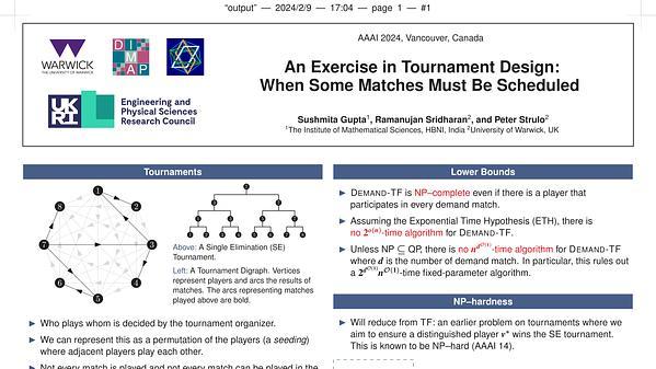 An Exercise in Tournament Design: When Some Matches Must Be Scheduled