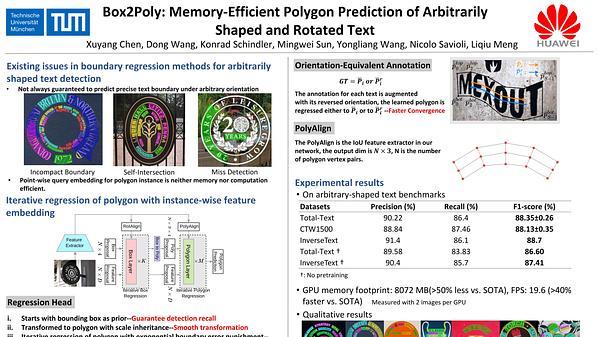 Box2Poly: Memory-Efficient Polygon Prediction of Arbitrarily Shaped and Rotated Text