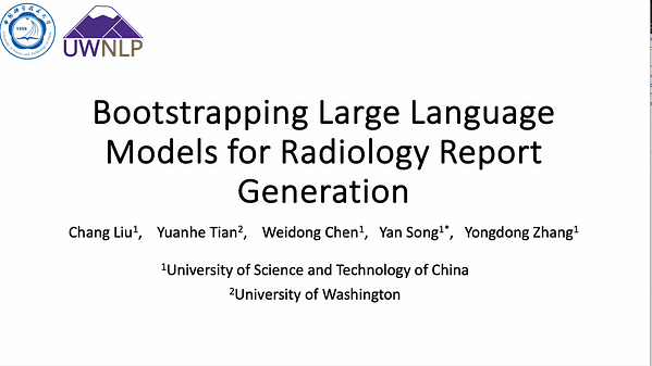 Bootstrapping Large Language Models for Radiology Report Generation | VIDEO