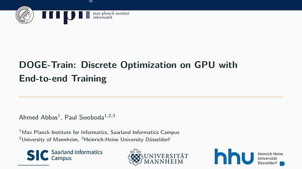 DOGE-Train: Discrete Optimization on GPU with End-to-End Training