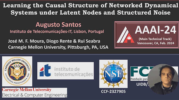 Learning the Causal Structure of Networked Dynamical Systems under Latent Nodes and Structured Noise | VIDEO