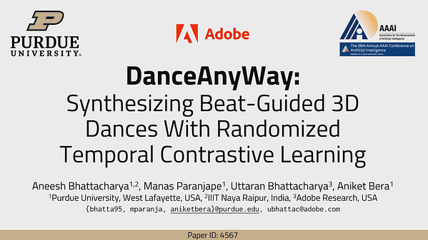 DanceAnyWay: Synthesizing Beat-Guided 3D Dances with Randomized Temporal Contrastive Learning | VIDEO