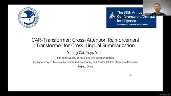 CAR-Transformer: Cross-Attention Reinforcement Transformer for Cross-Lingual Summarization