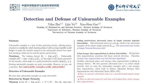 Detection and Defense of Unlearnable Examples