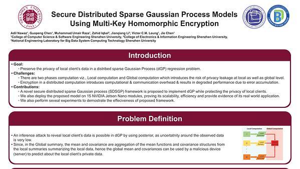 Secure Distributed Sparse Gaussian Process Models Using Multi-Key Homomorphic Encryption