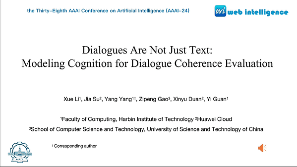 Dialogues Are Not Just Text: Modeling Cognition for Dialogue Coherence Evaluation | VIDEO