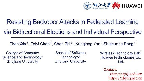 Resisting Backdoor Attacks in Federated Learning via Bidirectional Elections and Individual Perspective