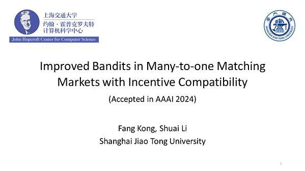 Improved Bandits in Many-to-One Matching Markets with Incentive Compatibility