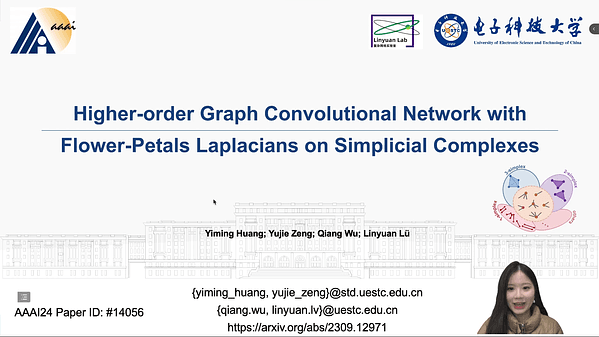 Higher-Order Graph Convolutional Network with Flower-Petals Laplacians on Simplicial Complexes | VIDEO