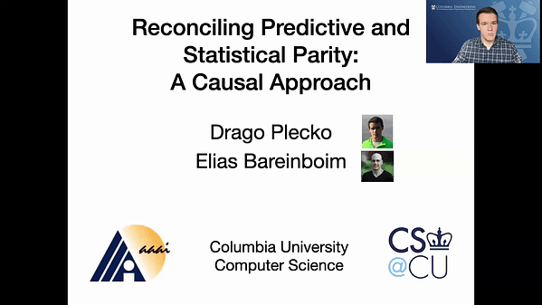 Reconciling Predictive and Statistical Parity: A Causal Approach | VIDEO