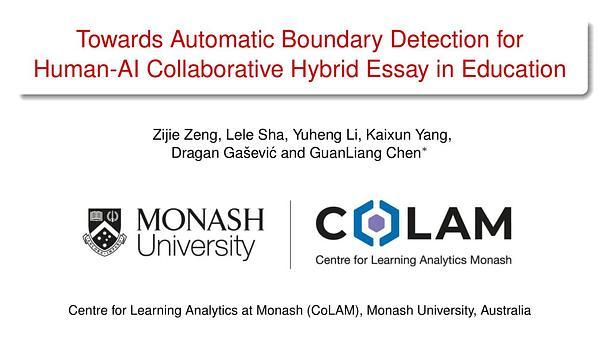 Towards Automatic Boundary Detection for Human-AI Collaborative Hybrid Essay in Education